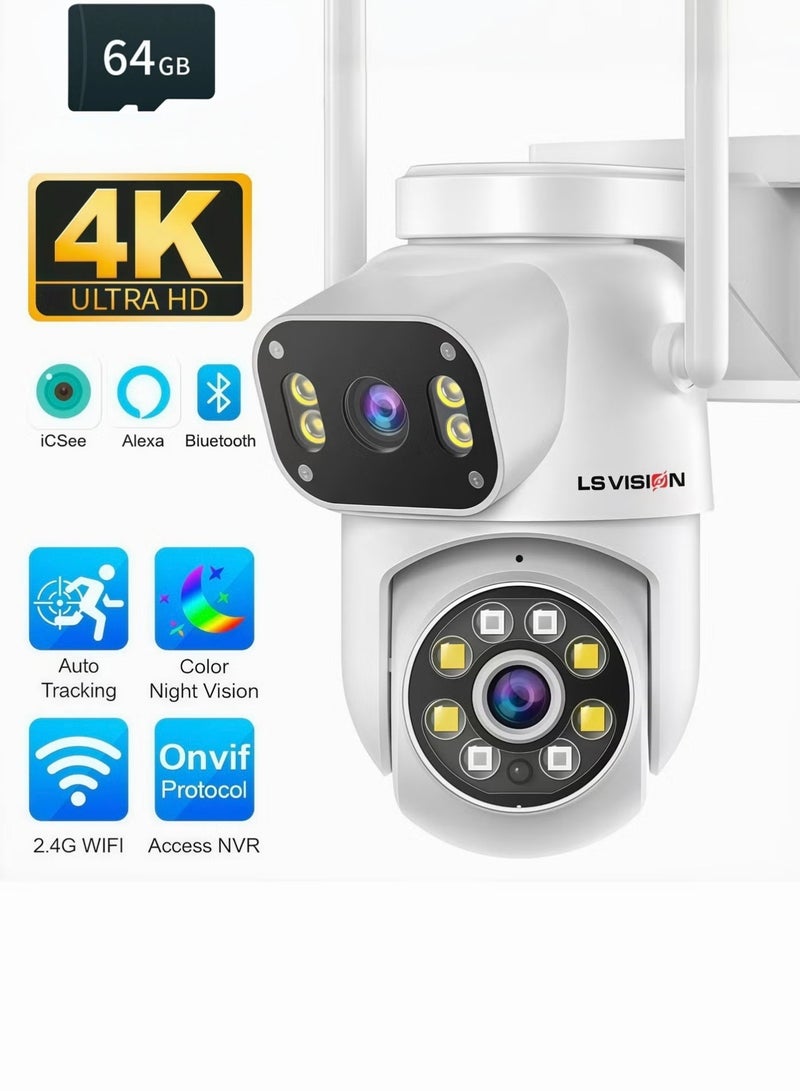LS Vision 4K Outdoor Camera 8MP Security Camera 4K& 4K Wireless Camera, Dual-Lens Camera Outdoor, CCTV Camera for Home, Wireless Camera 8MP Fixed Lens & 8MP PT lens, Cruiser Dual 8MP，Standard 64GB memory card - Image 4